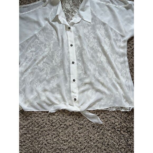 Deb sheer‎ cream Blouse with lace back size XXL - Picture 4 of 7